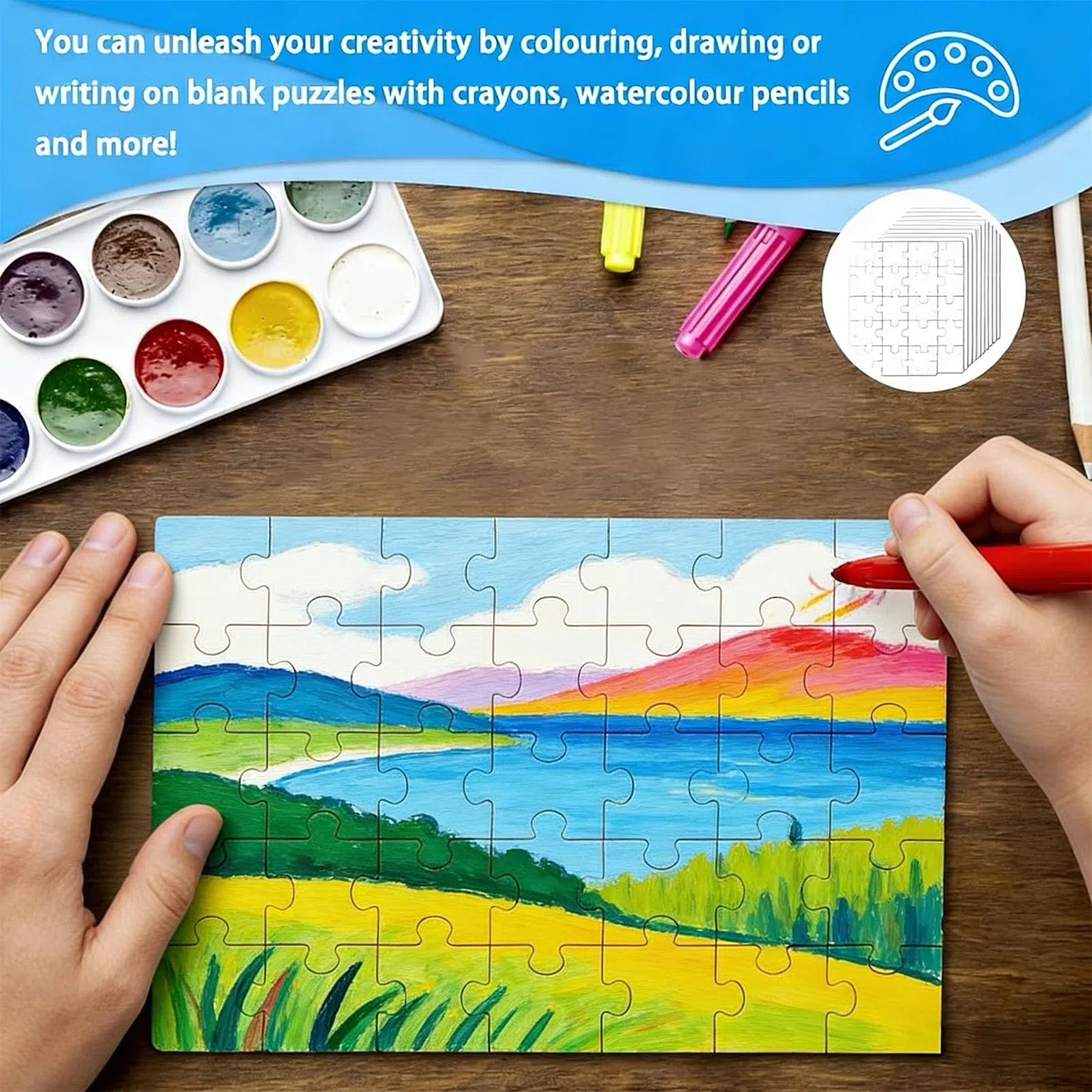 12pcs Puzzle Fai Da Te, 15x10cm Fogli Puzzle Vuoto da Disegnare, Puzzle di Cartone Vuoto, Puzzle Verniciabile per Adulti Progetti Fai da Te (35 pezzi)