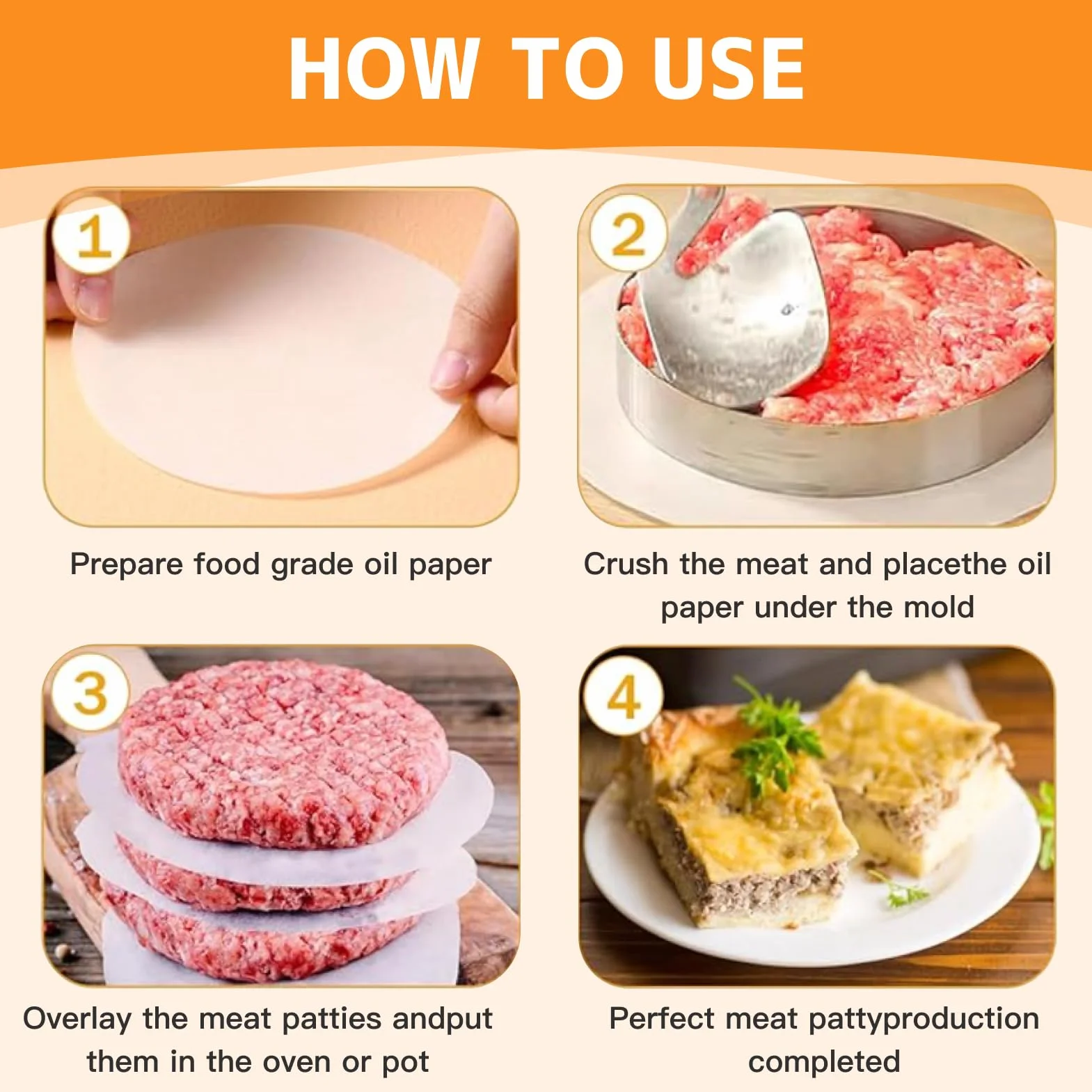 1000pcs carta oleata ovale per hamburger 13 cm, fogli per pressa hamburger, dischi cartine veline per hamburger, dischetti hamburger, pellicola hamburger (1000, 13cm)