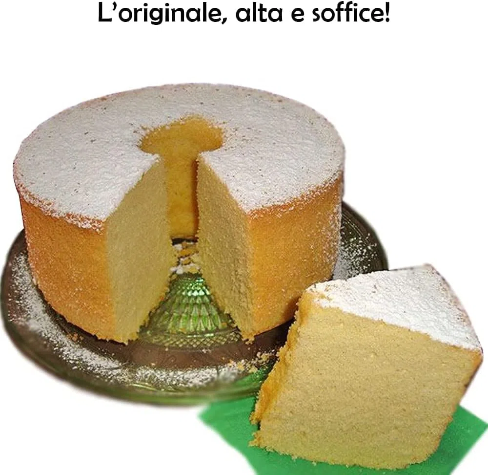 NOBILE LOVELYCARE Stampo chiffon cake 26cm Ruoto antiaderente con piedini alto 11cm MADE IN ITALY cremor tartaro incluso Teglia per torte alte in alluminio 99,5%