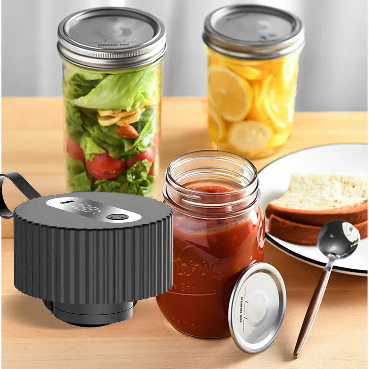Macchina per sottovuoto per bicchieri: macchina per sottovuoto elettrica vasetti per conserve con 10 sacchetti sottovuoto, macchina sottovuoto per bicchieri, sigillante automatico Mason Jar per