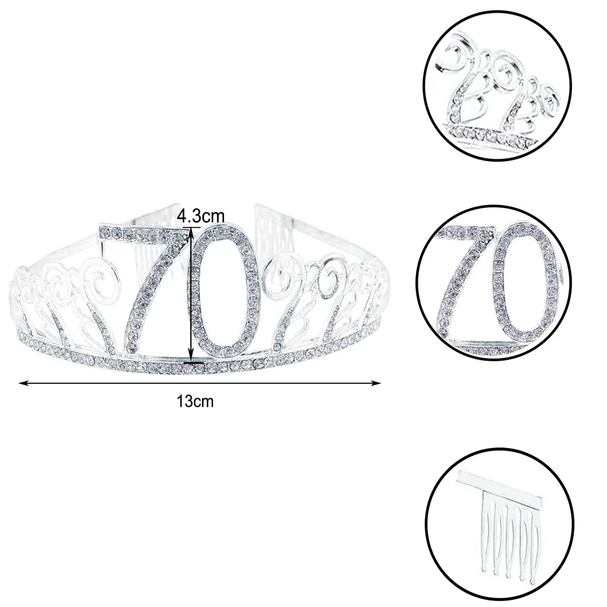 70 Compleanno Fascia in Italiano - Tiara Corona per 70 Anni Donna - Coroncina Decorazioni Addobbi