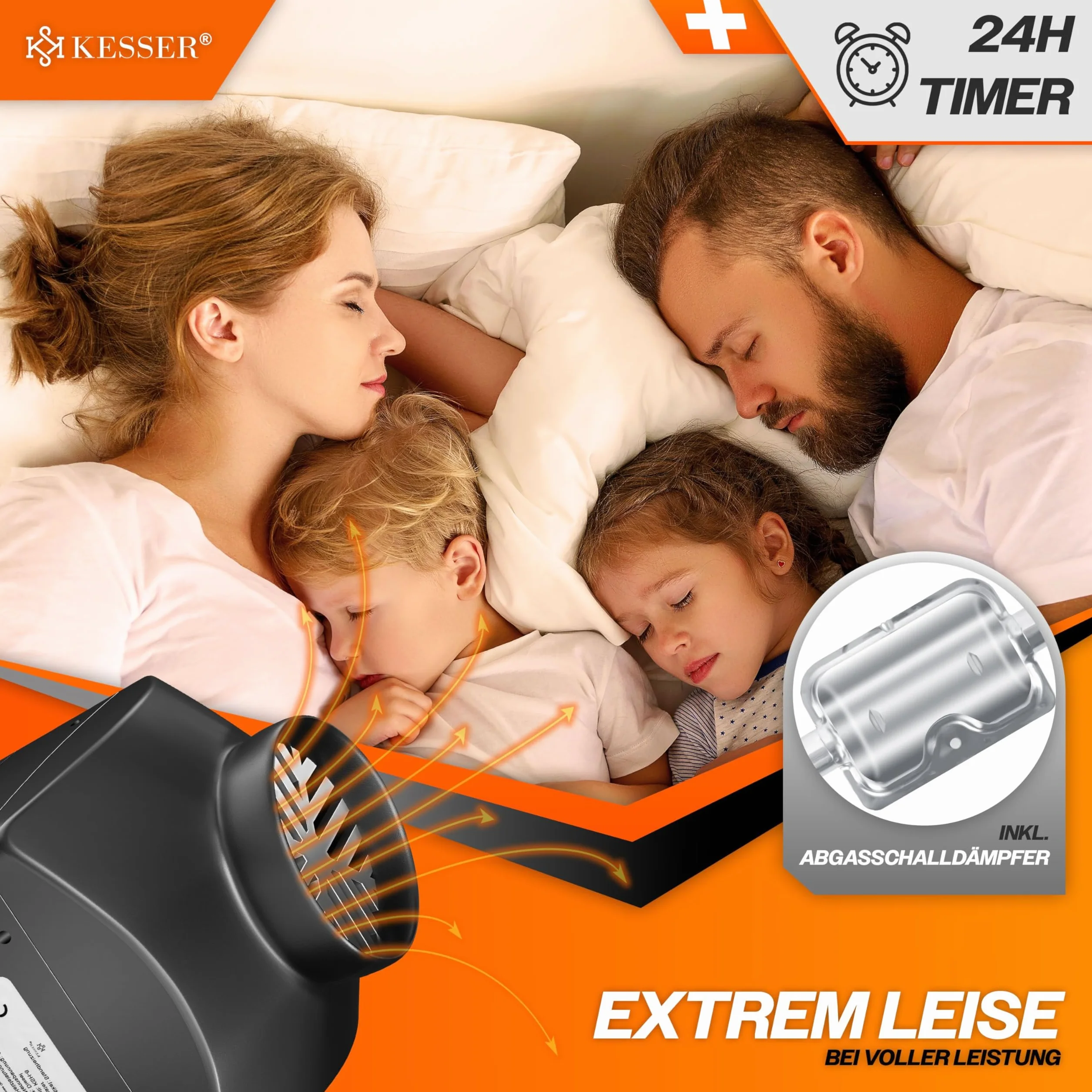 KESSER® Riscaldatore Diesel 8kW Riscaldamento Diesel 12V/24V con Timer, Display LCD e Telecomando | Riscaldamento Rapido | Riscaldatore d'Aria con Silenziatore e Termostato (Nero, 8KW)