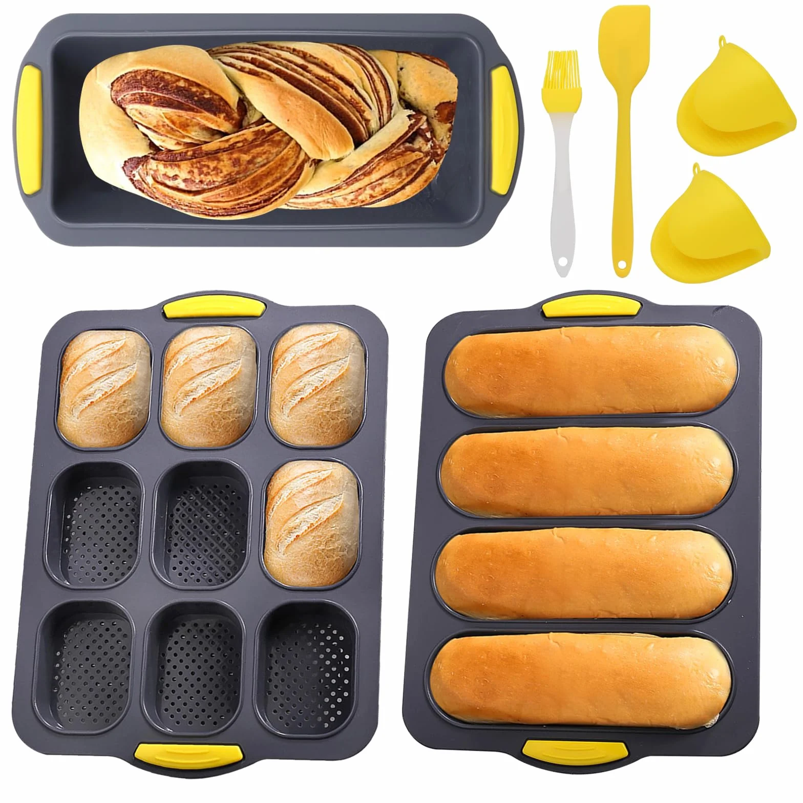 Stampo in Silicone per Panini - Antiaderente e Resistente al Calore - Pane Fatto in Casa, Baguette, Pane Integrale - Lavabile in Lavastoviglie e Adatto al Microonde