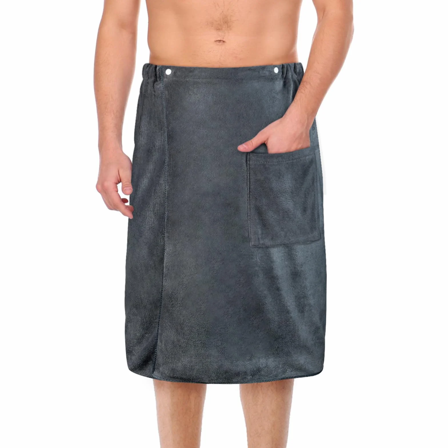 Aomig Kilt da Sauna per Uomo, Asciugamano con Chiusura a Bottone e Elastico, per Palestra, Sport, Nuoto, Spiaggia, Bagno e Viaggi