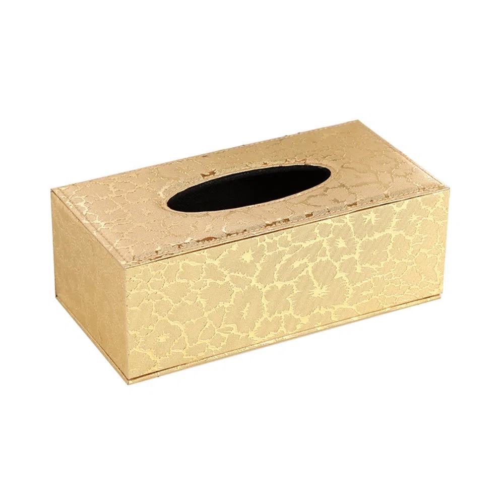 Scatola di fazzoletti di Carta Rettangolare per Ufficio in Pelle PU Scatola per fazzoletti di Carta Scatola per Fodere Scatola per tovaglioli Porta per Auto Decorazione automobilistica (Gold)