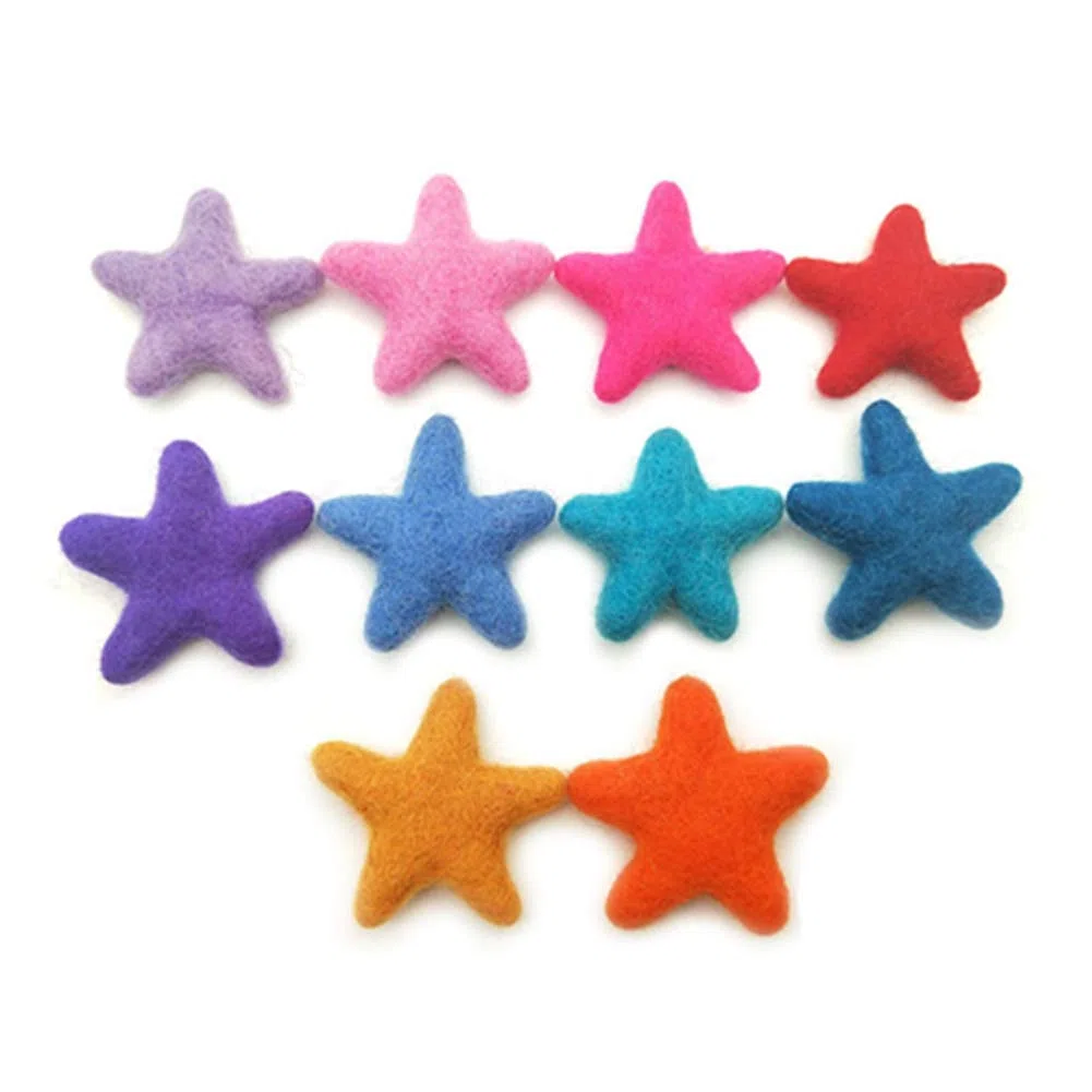 Stelle colorate in feltro, decorazioni fai da te, 10 pezzi, 7 cm, 100% lana