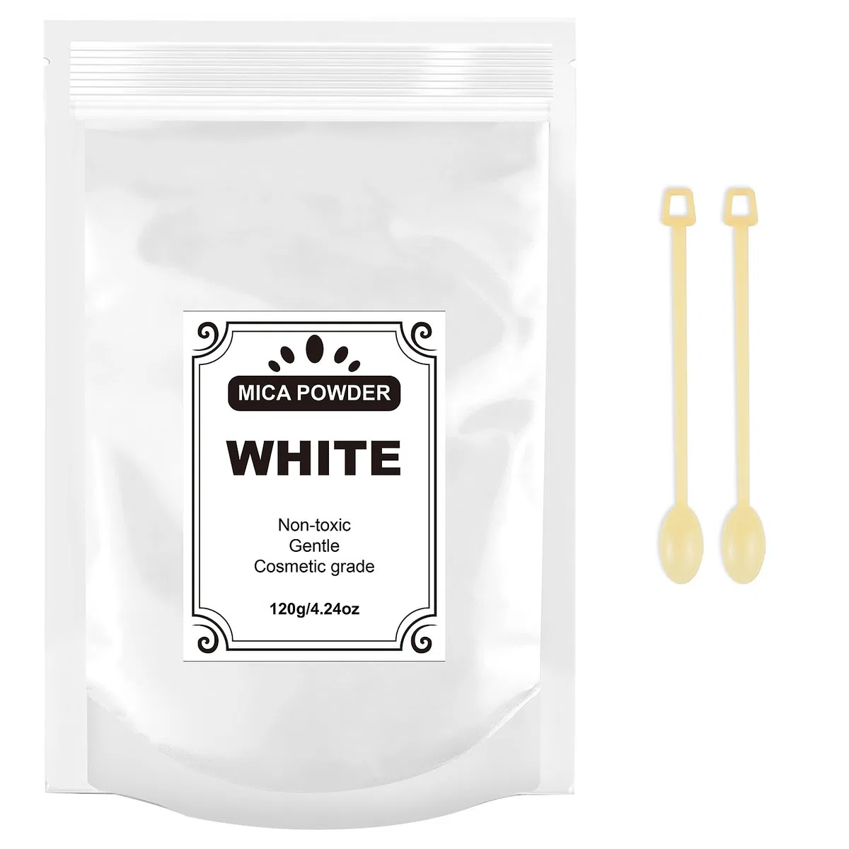 Pigmenti Coloranti Naturale, 120g / 4.24oz Colori Mica Polvere Colorante per Sapone, Slime, Resina Epossidica, Candele, Bomba da Bagno, Acqua, Cosmetici (bianco)