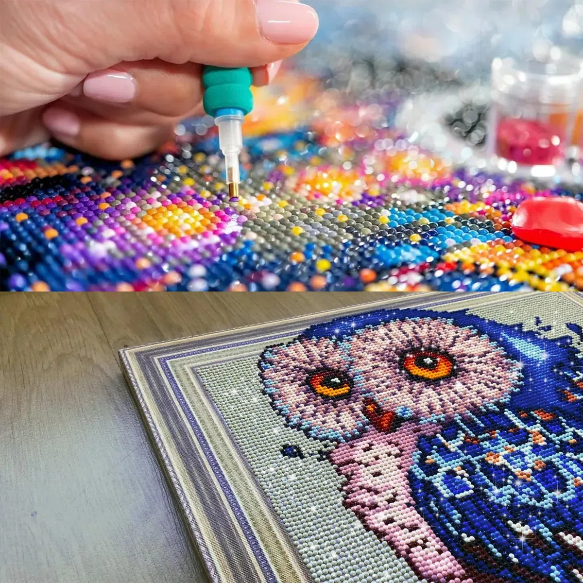 HUANNY - Kit per pittura a mosaico fai da te con diamantini Ariel, arte con diamanti della Sirenetta, 5D con punto croce completo, ricamo divertente