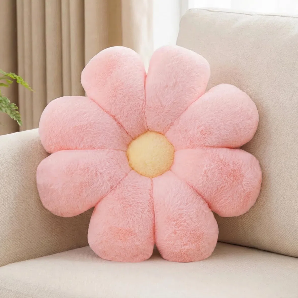 Aryan Fiore Cuscino da Terra, Cuscini da Terra con Fiori Estetici, Cuscino in Velluto Rosa, Decorazione della Stanza Preppy per Camera da Letto, Divano, Divano, 38cm (Rosa)