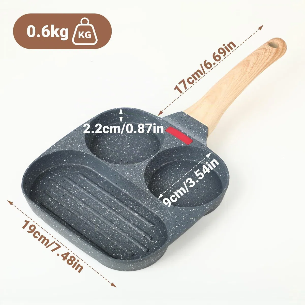 KITDAHOM Padella per Pancake e Uova Fritte - Padella Pancake Induzione, Rivestimento antiaderente minerale, Alluminio, per Induzione e Gas, 2 per Uova e 1 per Prosciutto o Bistecca