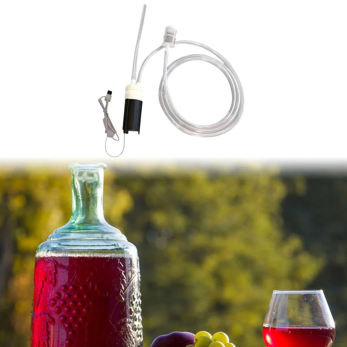 perfk Dispositivo di Aspirazione Del Vino Portatile Pompa a Sifone Tubo Flessibile Pompa Elettrica per Vino USB