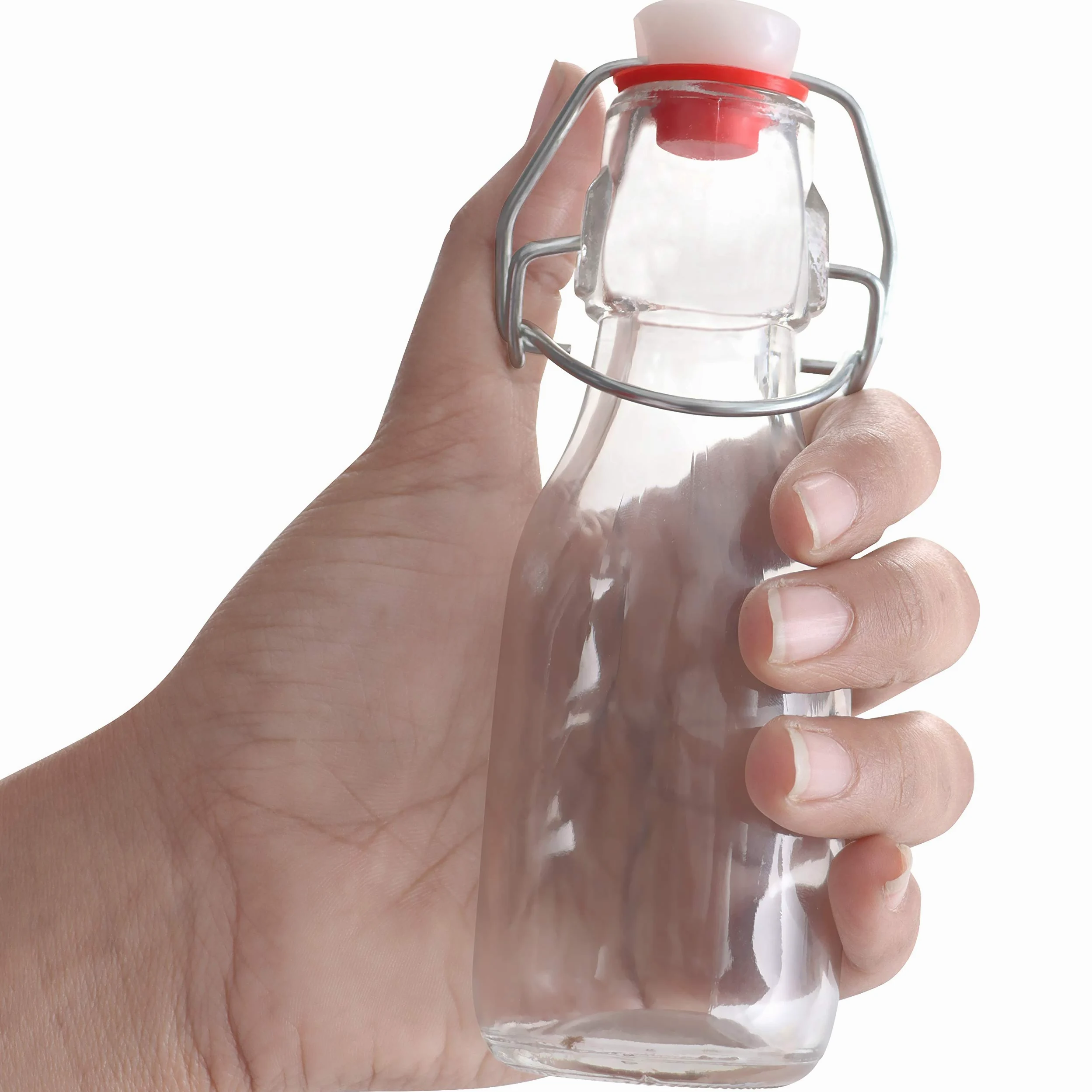 Kurtzy 12pz Bottiglia Vetro con Tappo a Clip Ermetico - Bottigliette Vetro 100 ml - Bottiglie di Vetro per Acqua con Chiusura a Scatto - Bottigliette Vetro per Liquori, Bevande ed Olio