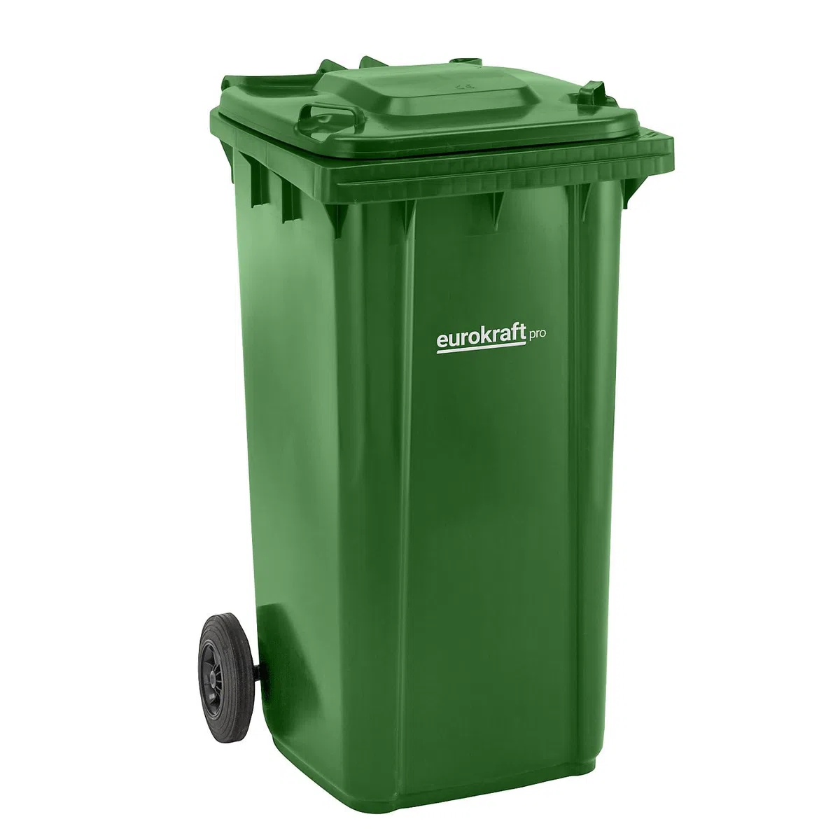 EUROKRAFT pro | Bidone per rifiuti in plastica DIN EN 840 | capacità 240 l | largh x alt x prof 580 x 1100 x 740 mm | verde
