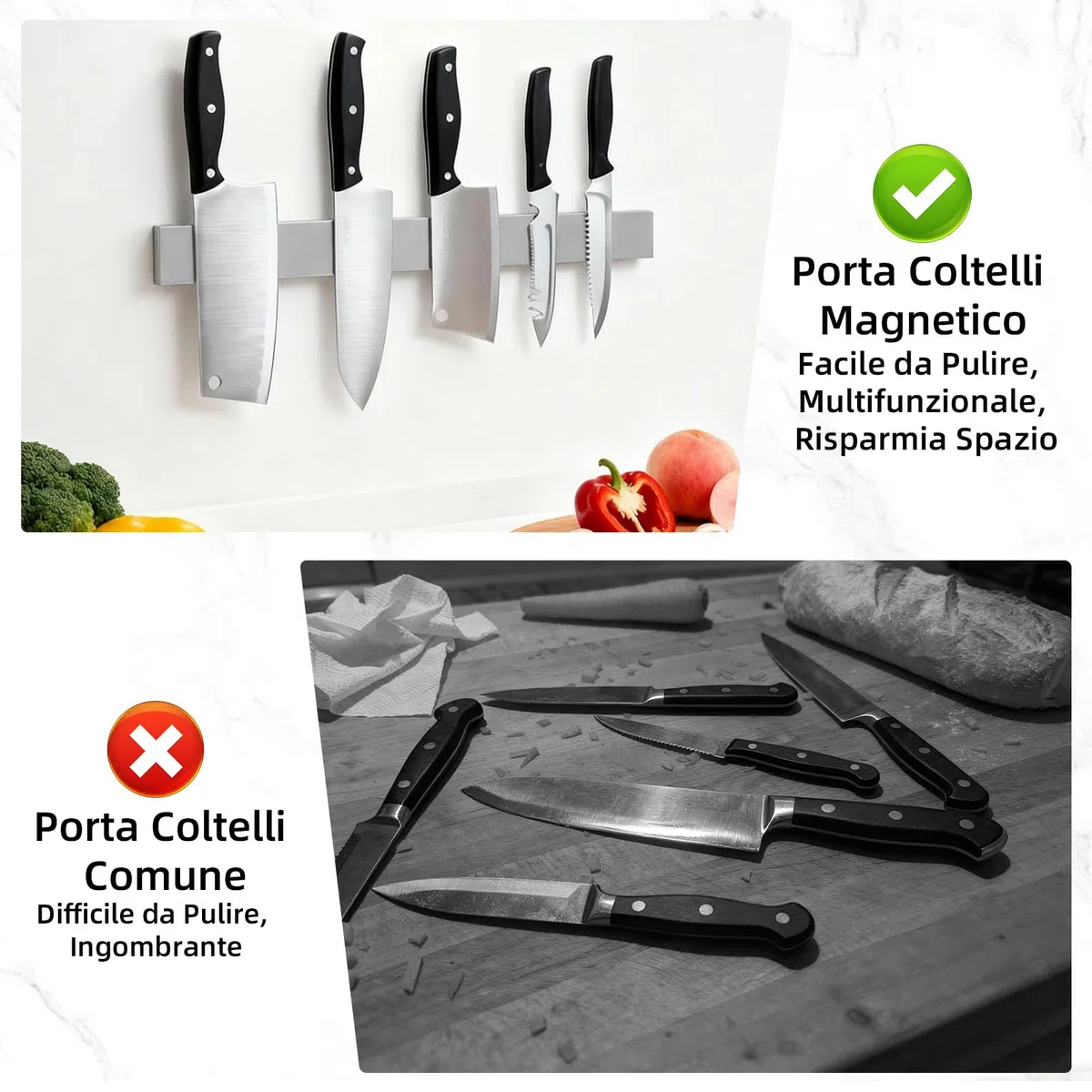 Barra Magnetica per Coltelli 30cm, Barra Portacoltelli Magnetica con Magnete Extra Forte, Striscia Magnetica Acciaio Inossidabile, Calamita Coltelli Cucina, porta Coltelli Cucina per Coltelli Utensili