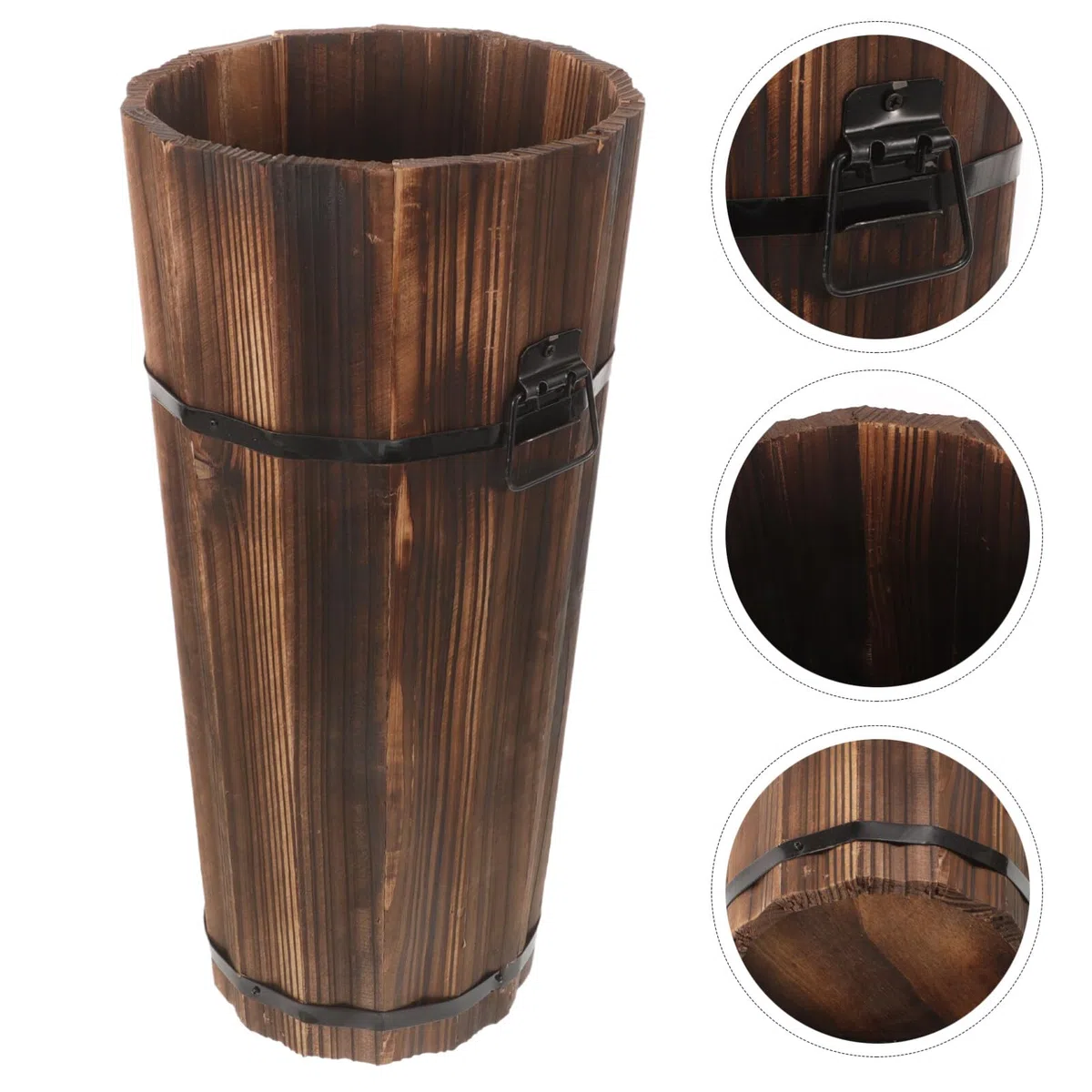 Ciieeo Portaombrelli Da Esterno 16.54X8.27X8.27In Secchio Ombrello in Legno Compatto Supporto Ombrello Per Casa Ufficio Ingresso Organizer Ombrelli E Bastoni Design Elegante Salvaspazio
