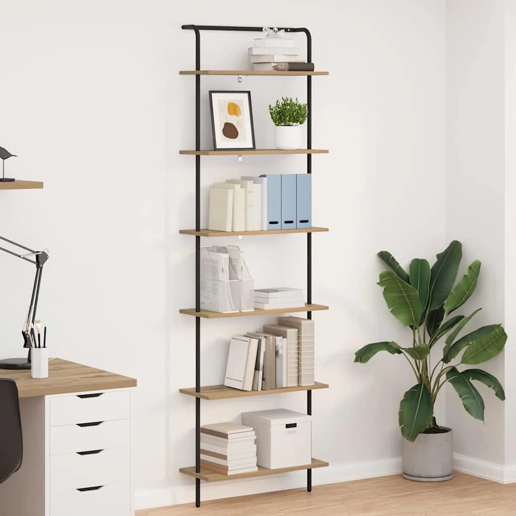 Generico Libreria Rovere Artigianale 60 x 24 x 203 cm Legno Multistrato,Nero,11.91kg,879976
