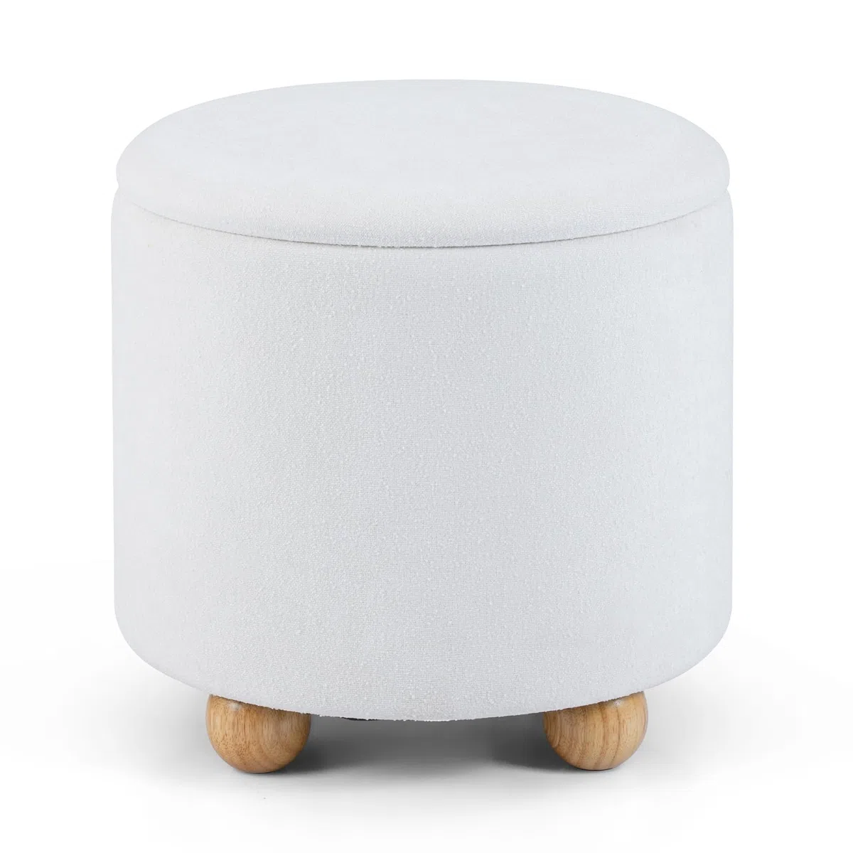 COSTWAY Pouf Contenitore 35 L, Ottomano in Tessuto Ciniglia con Coperchio Rimovibile, Sgabello con Gambe in Legno di Gomma, Portata 150 kg, per Soggiorno e Camera da Letto (Bianco)