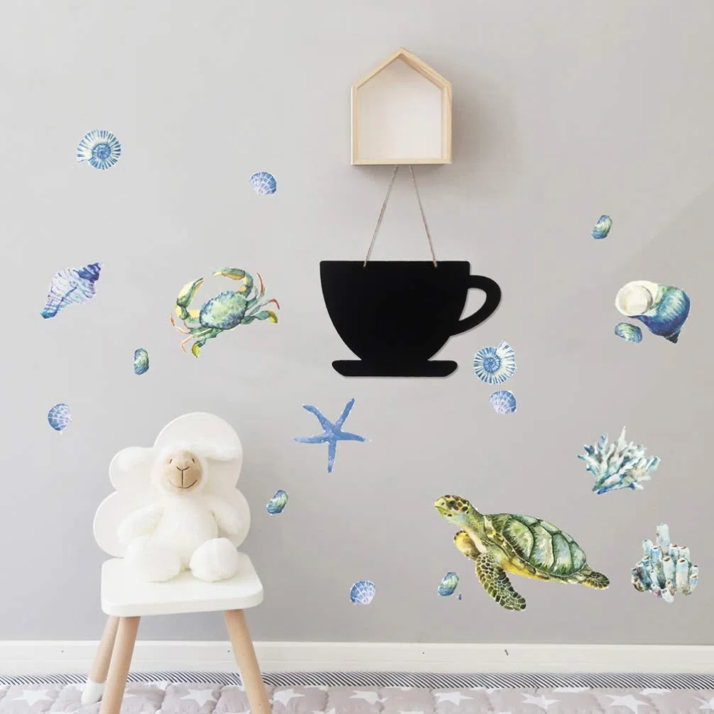 FOMIYES Adesivi Murali Cartoni Animati a Tema Mondo Sottomarino Alghe e Coralli in Pvc Facili da Staccare per Decorazioni Camera da Letto Ragazzo Ragazza
