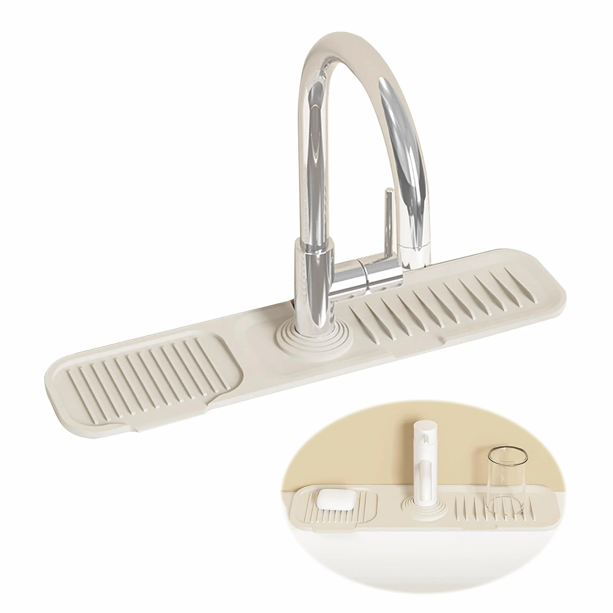 Tappetino Drenante In Silicone, Tappetino Silicone 45 * 10 Cm, Adatto Alla Maggior Parte Dei Rubinetti Tappetino Drenante Per Cucina, Beige Tappetino Drenante In silicone Cucina, 1 Pezzo