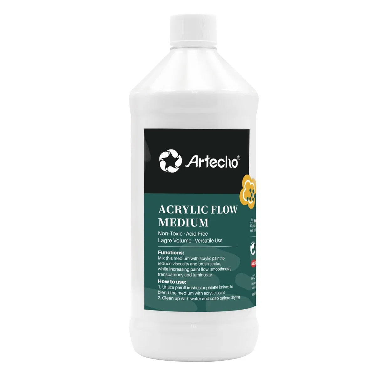 Artecho Pouring Medium per Acrilico 946 ml(32oz), Floetrol Medium per Acrilico Pouring,Impermeabile,Non Ingiallente
