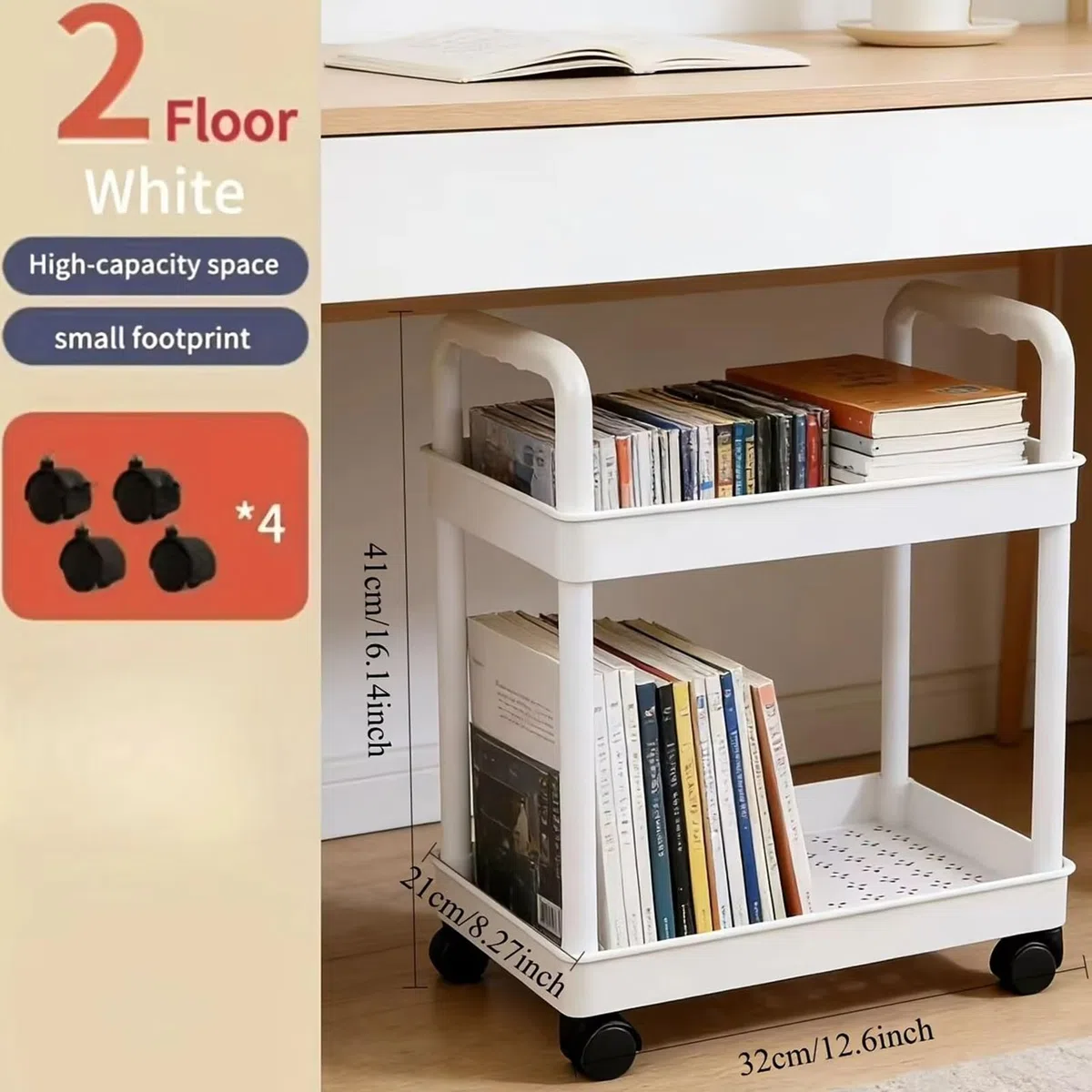Carrello Con Rotelle A 2 Livelli, Scaffale Mobile Con Ruote, Carrello Multiuso Con Struttura In Metallo Resistente, Scaffale Versatile, Organizer Per La Casa Con Design Scorrevole E Scorrevole, Carrel