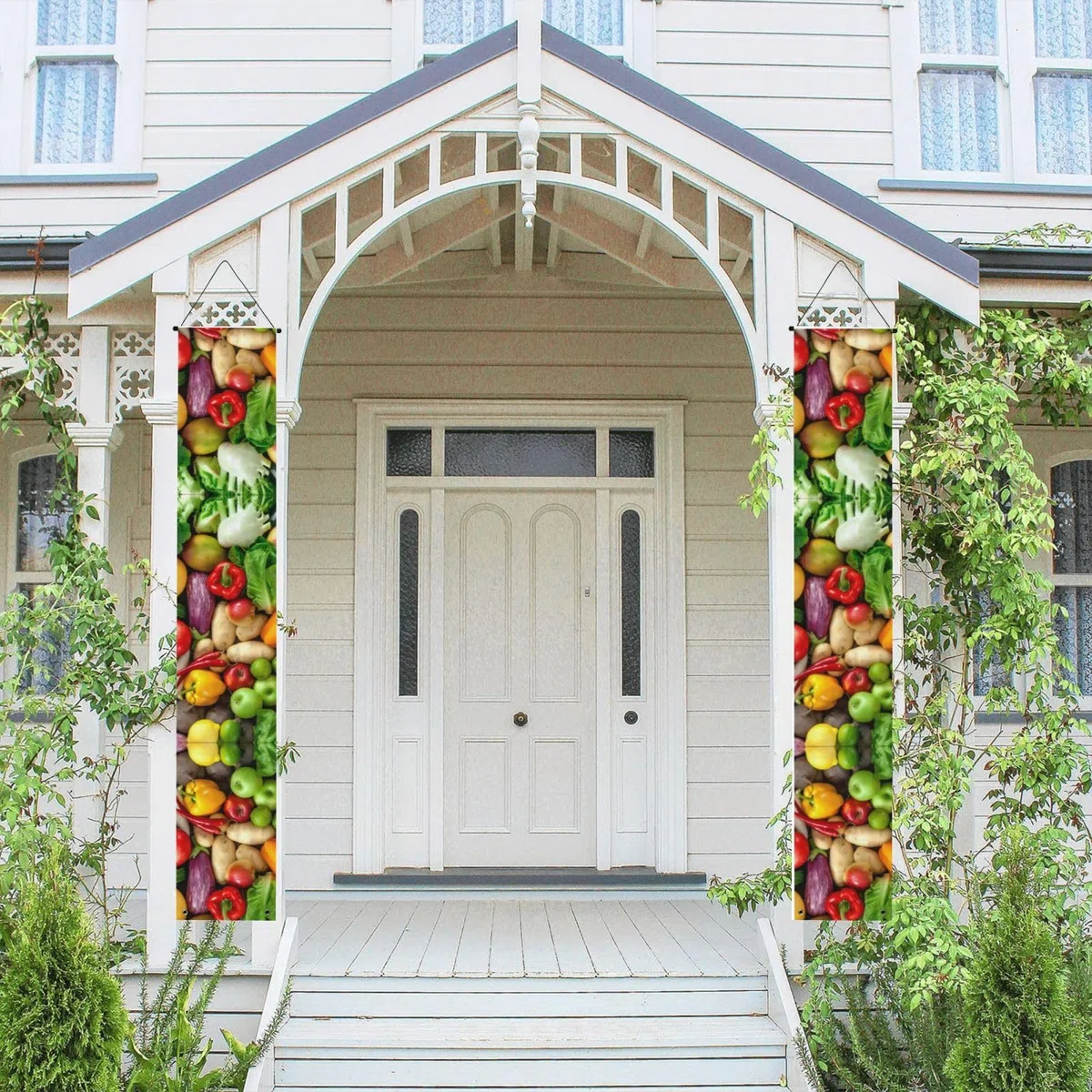 Frutta fresca e verdura banner portico stampati, striscioni decorativi appendibili, adatti per decorazioni per feste interne ed esterne.