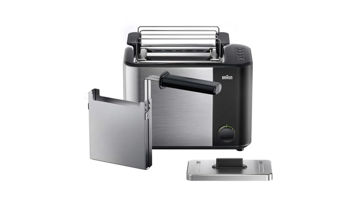 Braun Household HT5015.BK ID Breakfast Collection Tostafette con 13 livelli di tostatura, 3 funzioni, 4 sistemi di sicurezza, Dotato di scaldabrioches e coperchio antipolvere, Nero/acciaio INOX