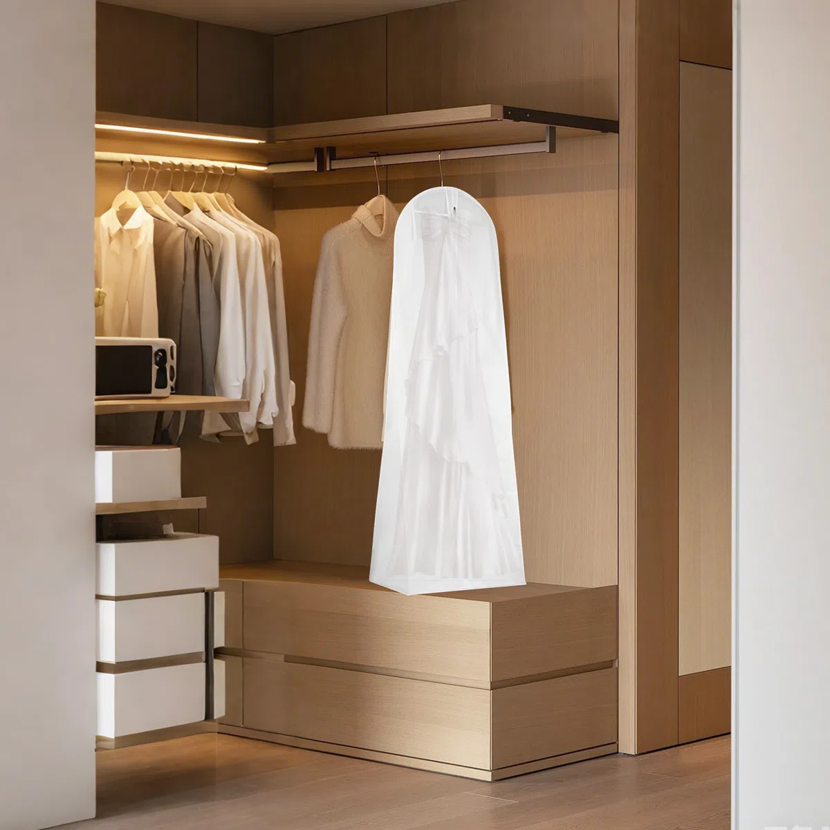 2 Pezzi Custodia Porta Abito da Sposa Copriabiti Antipolvere 180 cm per Indumenti per Abiti da Sposa,Con Cerniera, Adatta per Abiti da Sposa, Abiti, Cappotti, Cappotti Lunghi, ecc