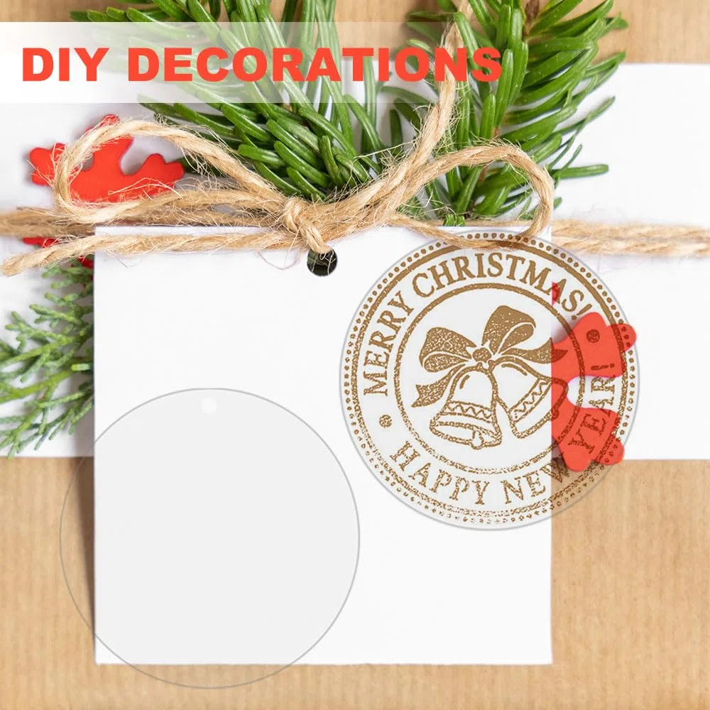 50 Pezzi 6.5cm Fogli Acrilici Trasparenti con Foro Fogli Acrilici Rotondi Trasparenti Pannello Acrilico Rotondo Piatti acrilicis Trasparentis Rotondi per Portachiavi,Pittura,Artigianato DIY