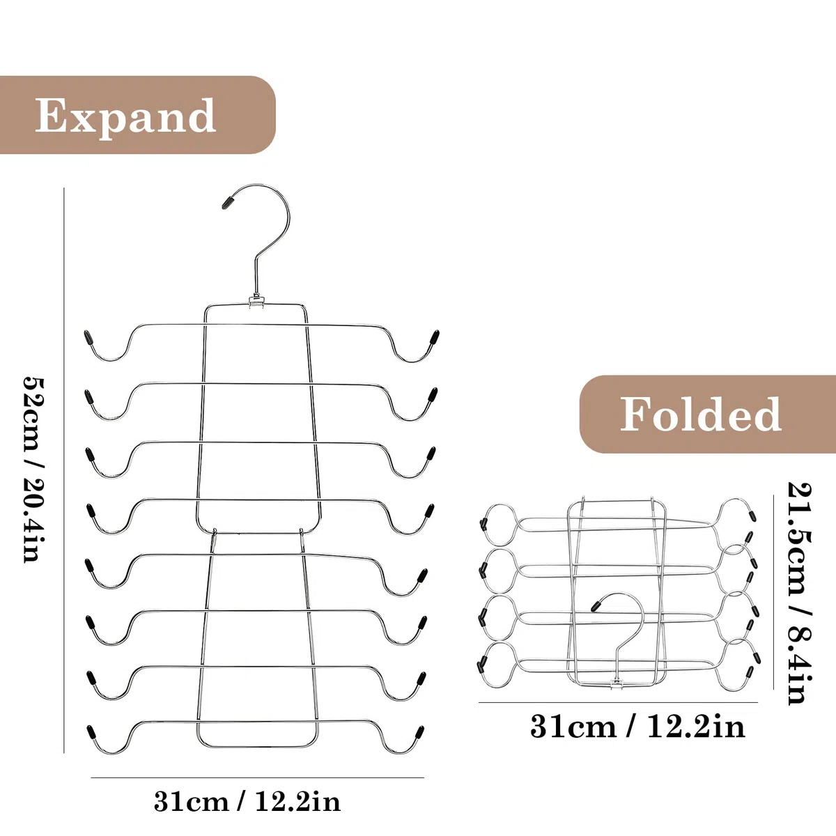 Grucce Appendiabiti Multistrato Antiscivolo, Appendiabiti Pieghevole per reggiseno a 8 Livelli, Appendino per Canotta Metallo, Pieghevole Grucce Appendiabiti Salvaspazio Reggiseno, per Reggiseno, Pigi