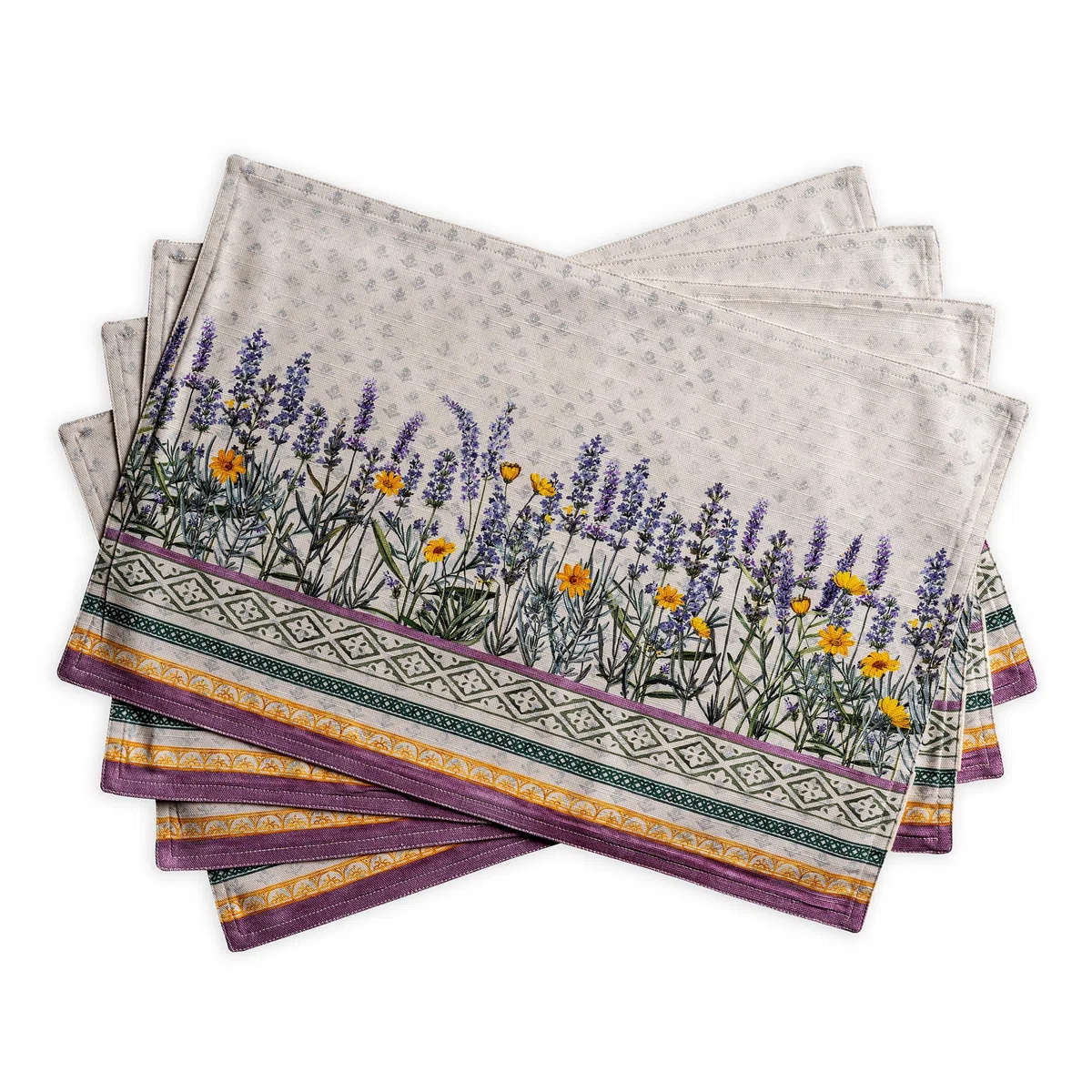 Maison d'Hermine Set di 4 tovagliette in 100% cotone, lavabili e riutilizzabili, per casa, cucina, sala da pranzo, feste, matrimoni, ristoranti, Primavera Estate (Fanny Lavender, 33 cm x 48 cm)