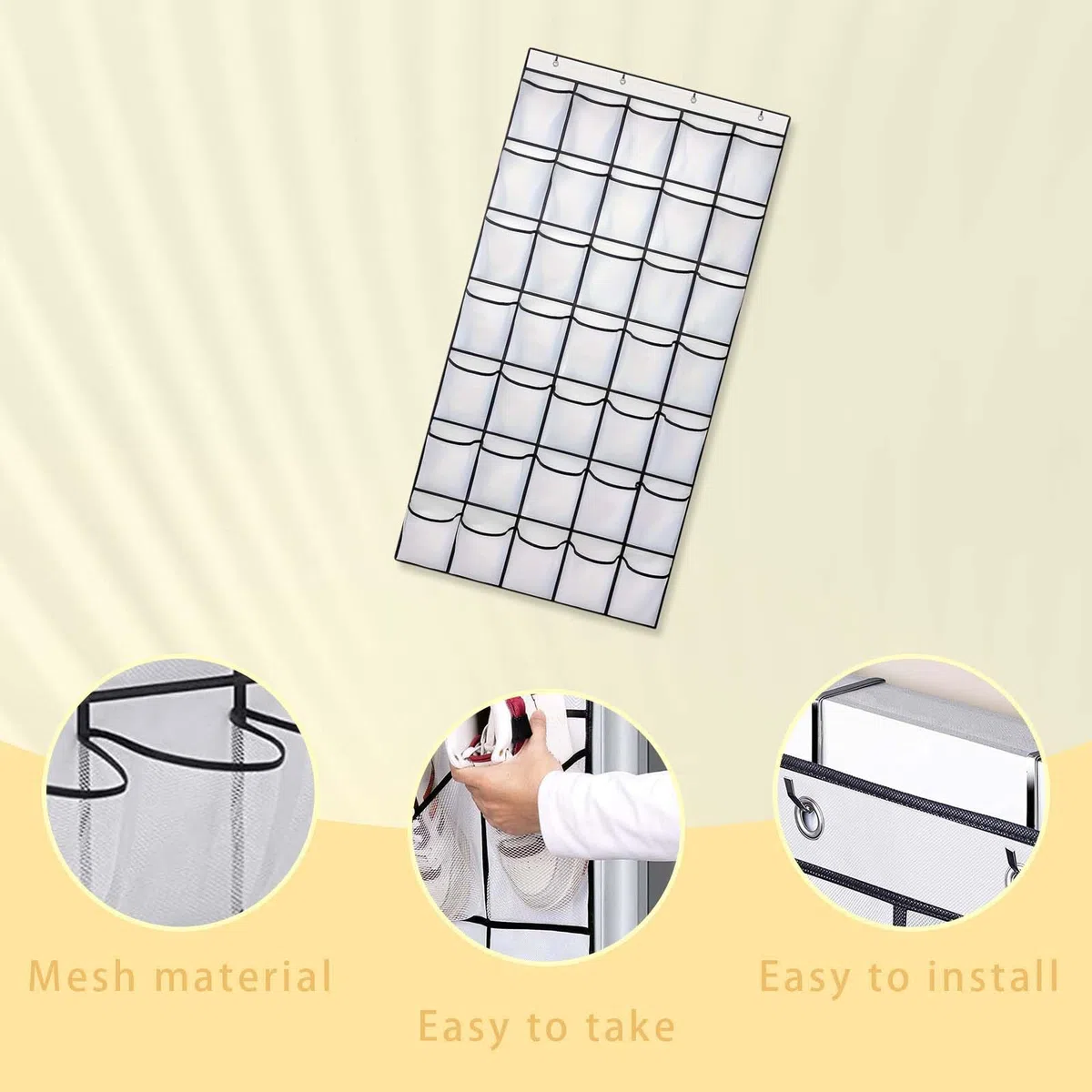 Scarpiera a Sospensione da Porta a 35 Tasche,Organizer Pieghevole da Appendere,Organizer da Porta per Scarpe,organizerdaappendere, organizerperporte, organizer da appendere (Bianco)