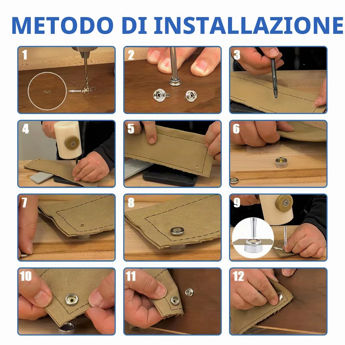 Set di 20 Bottoni Automatici a Pressione per In Acciaio Inossidabile, 15 mm Set di Bottoni in Acciaio Inox, Include 2 Utensili di Fissaggio, per Teloni, Barche, Tende, Mobili, Progetti DIY