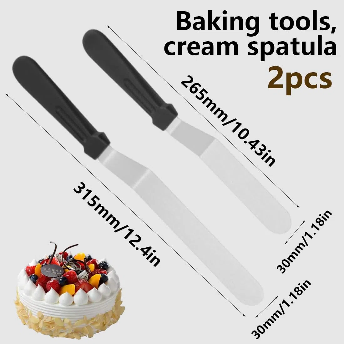 2 Pezzi Spatola professionale cucina Glassa, Modello Piatto, Accessorio Dolci e Pasticceria Manico Ergonomico, Piccolo Grande glassa acciaio inox lame decorare torte