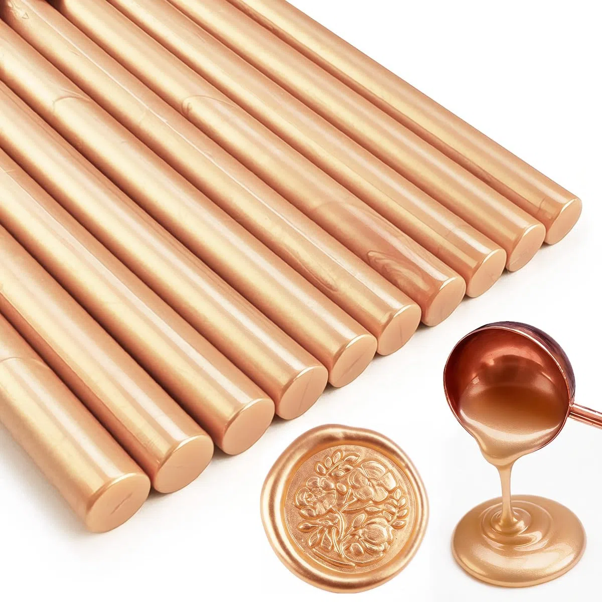 Bastoncini di ceralacca per colla a pistola, ideali per sigilli di cera, lettere, biglietti di auguri, confezioni di vino, artigianato e inviti di nozze, confezione da 20 (oro chiaro)