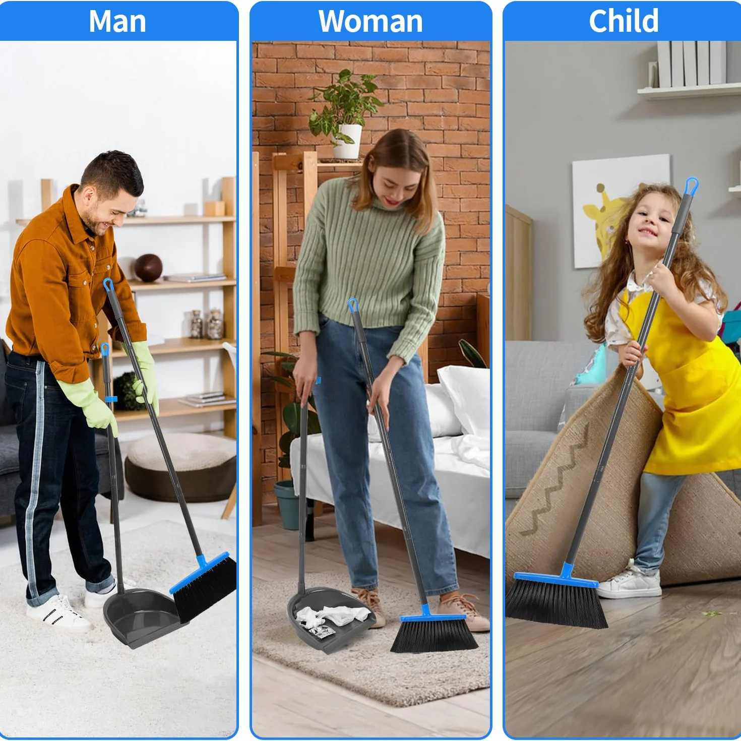 TreeLen Upgrade Your Broom and Dustpan Set - Dustpan and Broom Combo Home, Office, and More