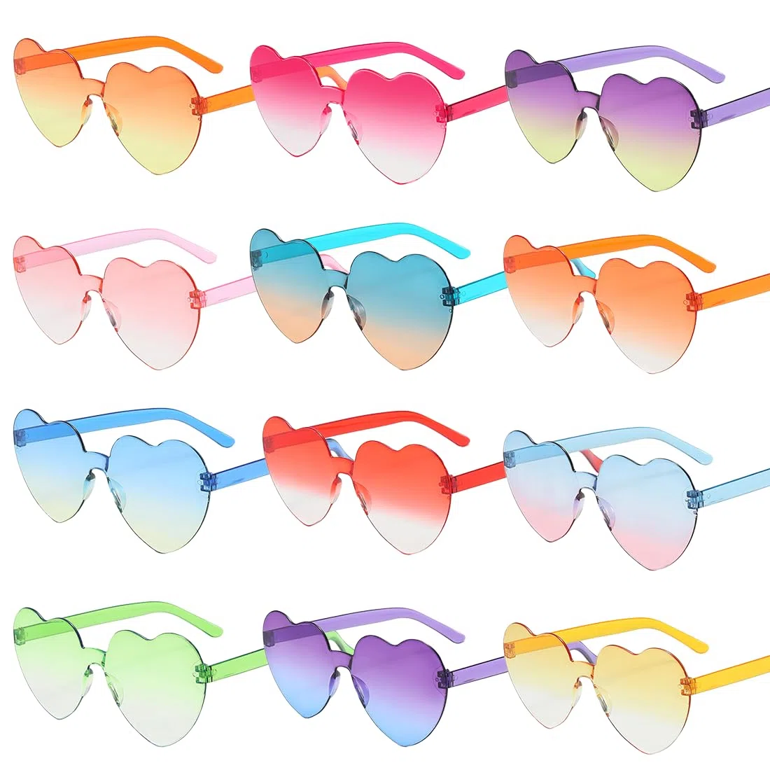 12 Pezzi Occhiali da Sole Cuore,Occhiali da Festa Cuore,Occhiali Cuore,Occhiali da Sole forma di Cuore,Occhiali da Sole Bambini Adulti per Gli Accessori di Partito,Compleanno,Carnevale,Martedì Grasso