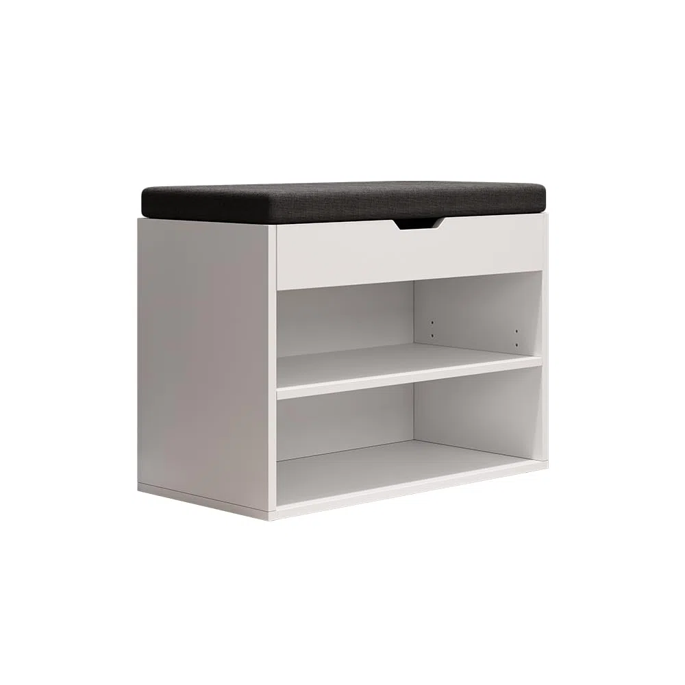 Vicco Panca scarpiera da ingresso Titus, Bianco, 60 x 45 cm con ripiano, adatto per la conservazione e combinabile come seduta