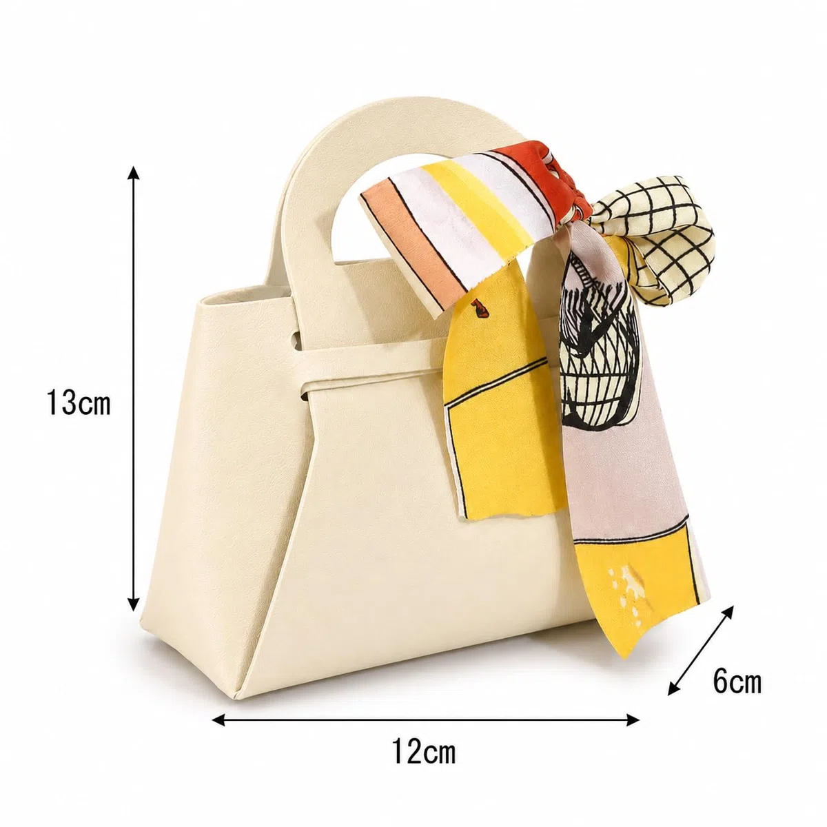 5 Pezzi Mini Borsetta Regalo Portamonete in Ecopelle,Bomboniera Elegante per Matrimonio, Nozze, Porta Confetti e Caramelle (Avorio)