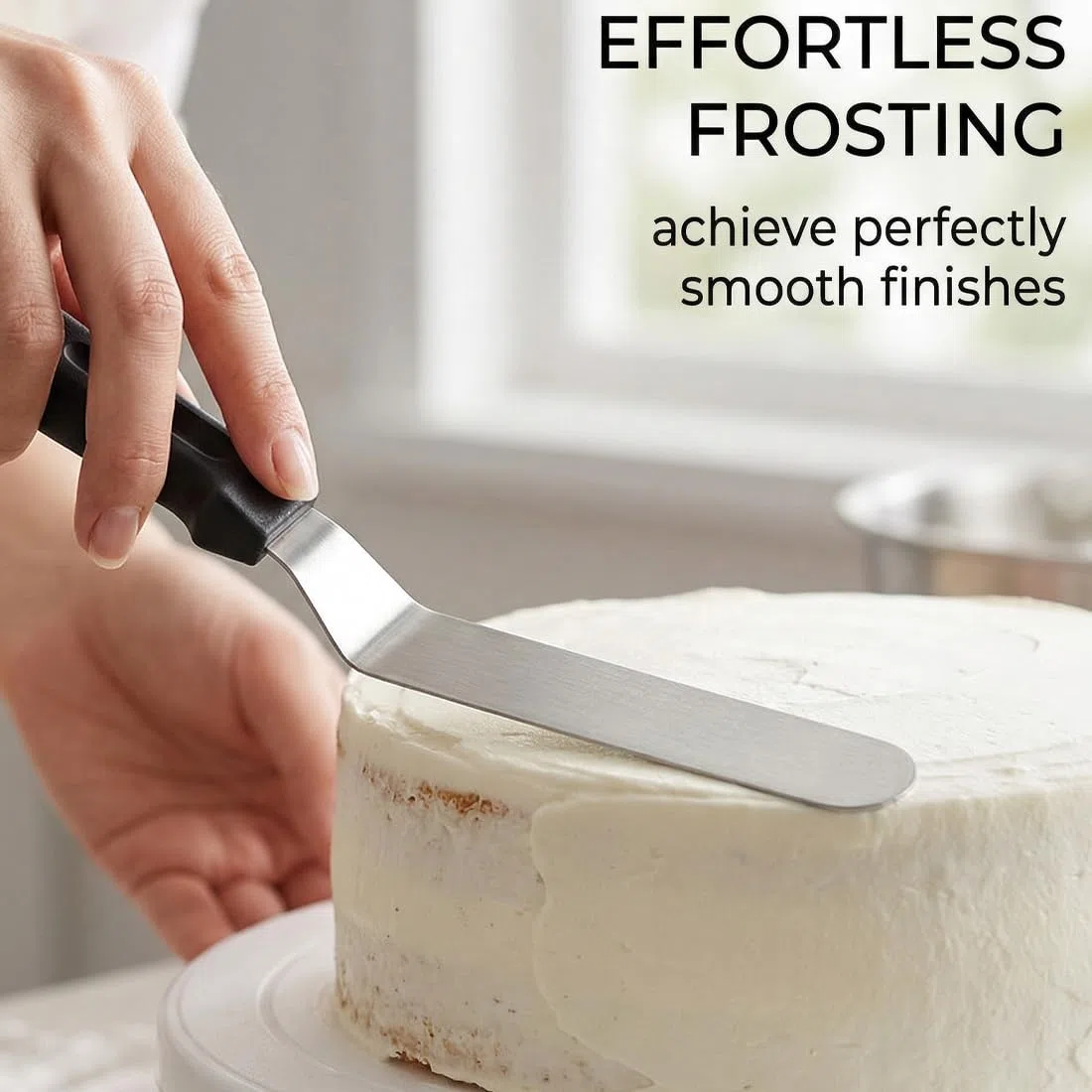 2 Pezzi Spatola professionale cucina Glassa, Modello Piatto, Accessorio Dolci e Pasticceria Manico Ergonomico, Piccolo Grande glassa acciaio inox lame decorare torte