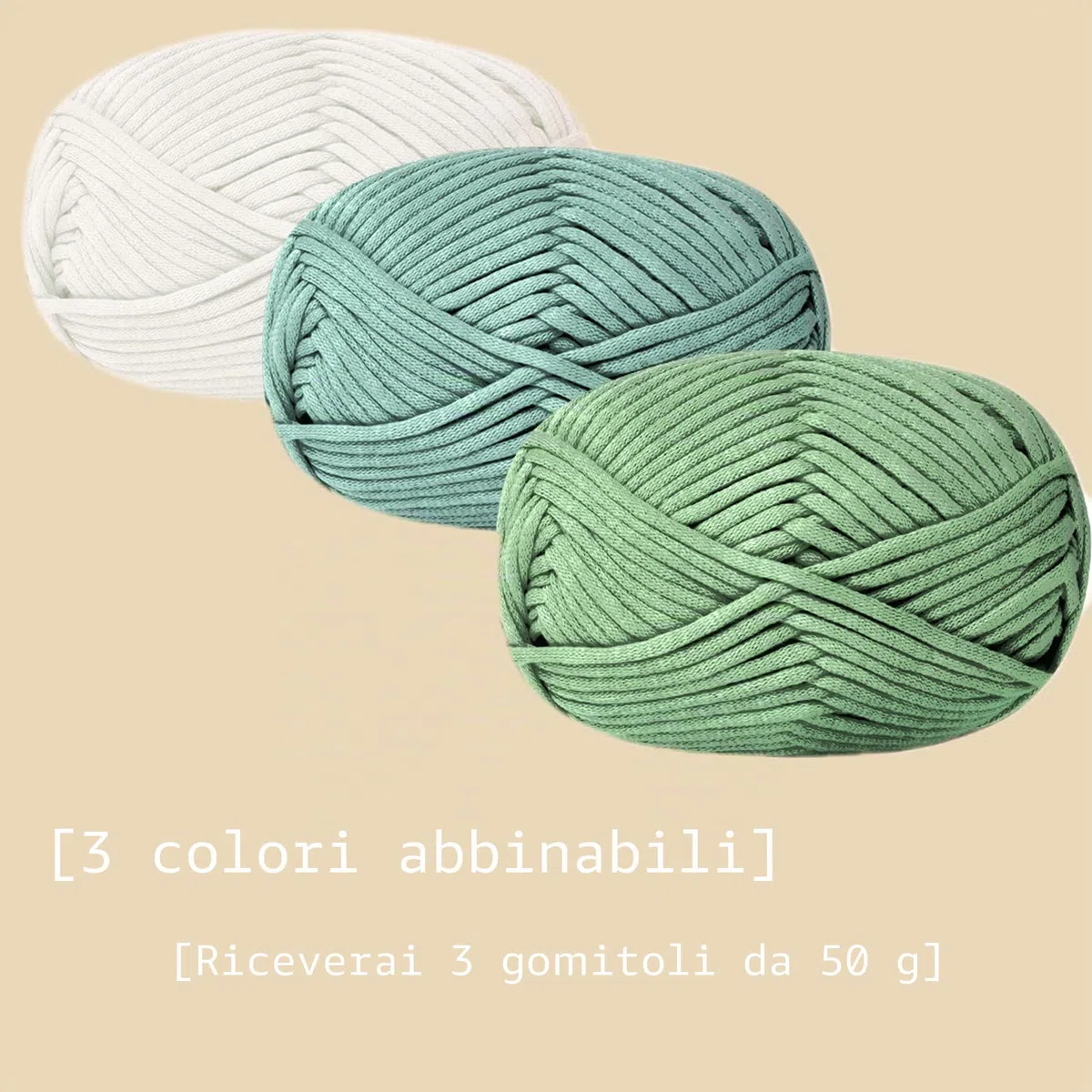 Filato di cotone spesso per uncinetto, 3 x 50 g, per principianti, filato per amigurumi, con uncinetto da 4 mm, kit per uncinetto per principianti, verde avocado