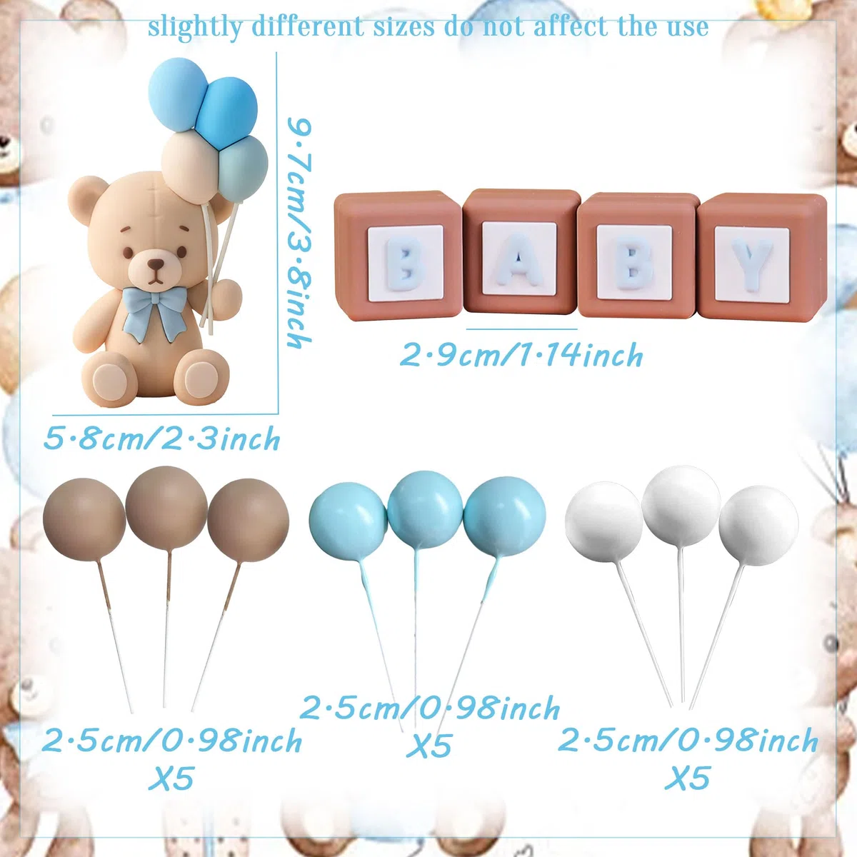 decorazione torta orso palline torta orso festa bebe compleanno blu