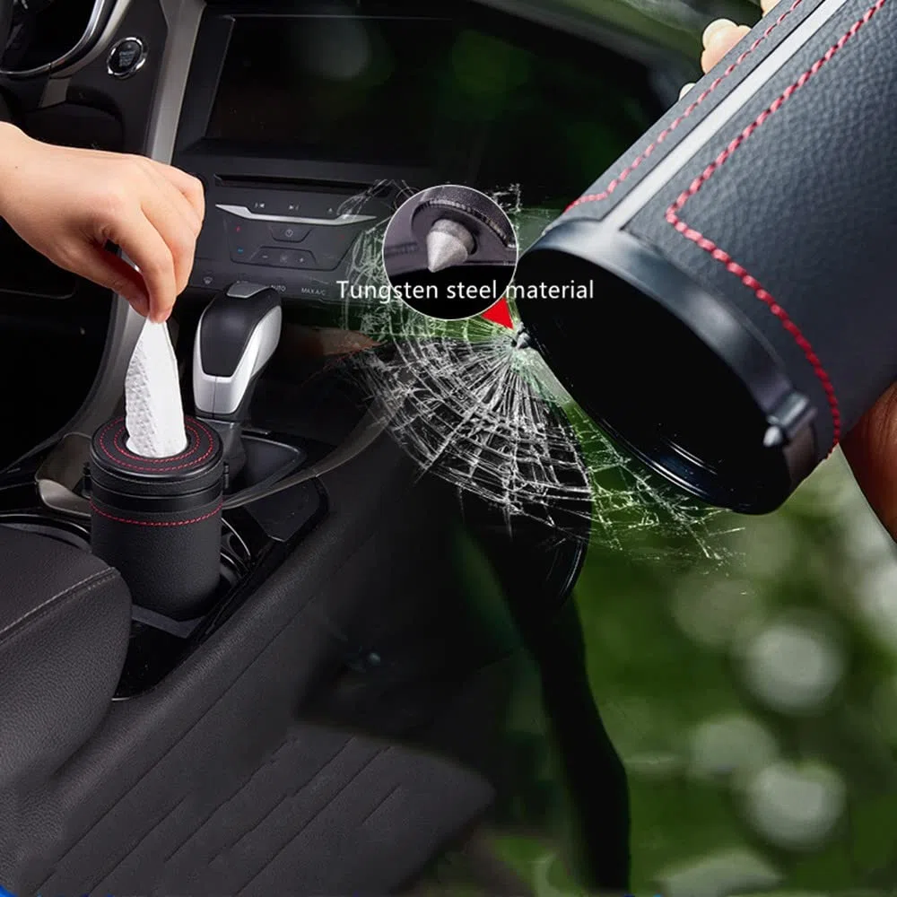Scatola per fazzoletti cilindri per auto, porta fazzoletti in pelle - per porta fazzoletti per auto, tazza in tessuto in pelle per interni auto ((((4)