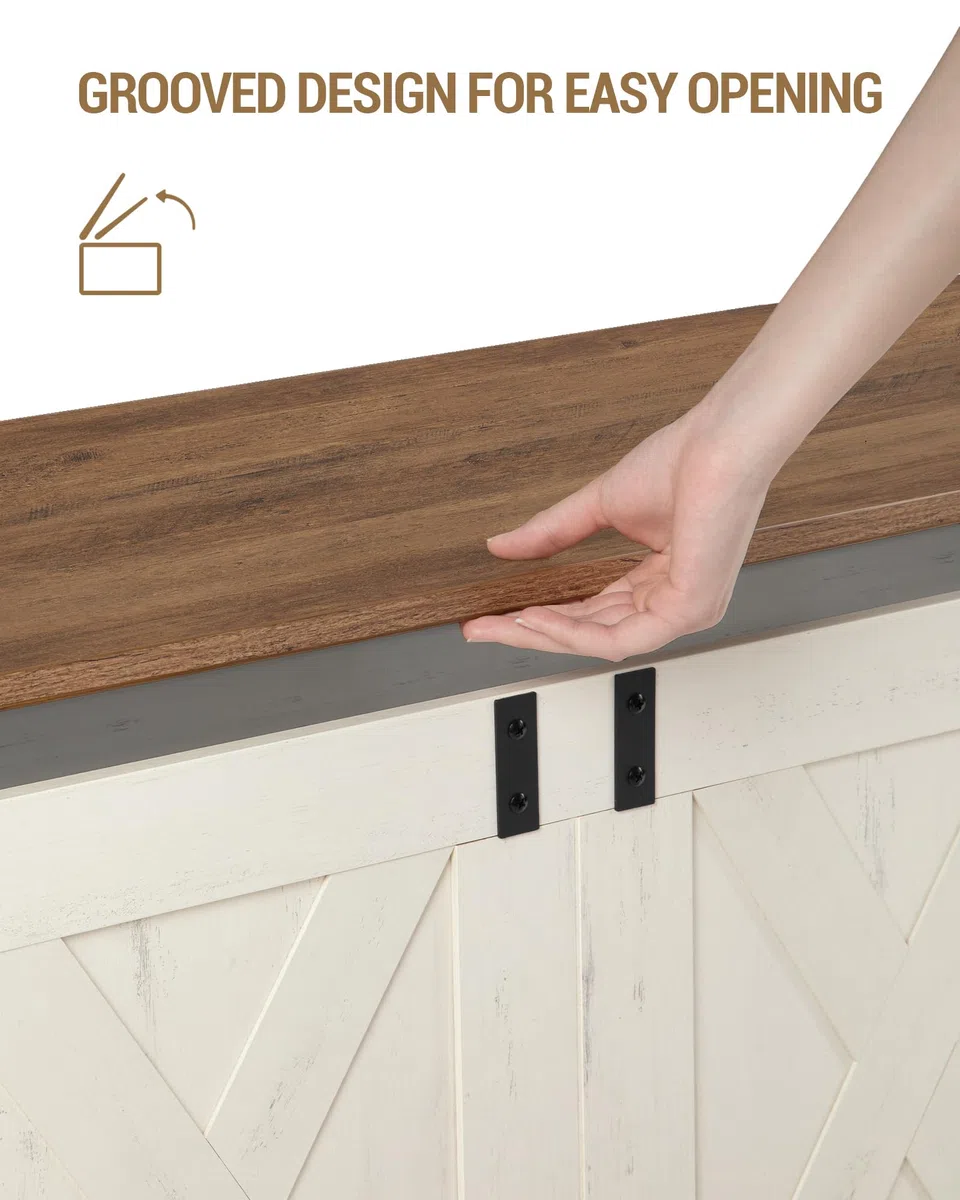 Hzuaneri Cassapanca da 109 cm, Cassapanca Contenitore con Cerniere di Sicurezza, Armadio da Deposito 40 x 109 x 48,5 cm, per Ingresso Camera da Letto Soggiorno, Bianco Marrone SB10914X