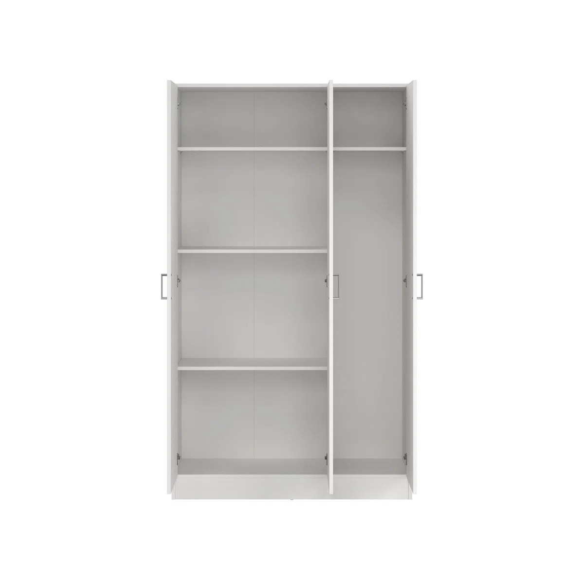 Dmora - Armadio multiuso grande Beaumont, Guardaroba ausiliario a 3 ante, Scarpiera con ripiani, Mobile porta scope, 109x37h180 cm, Bianco