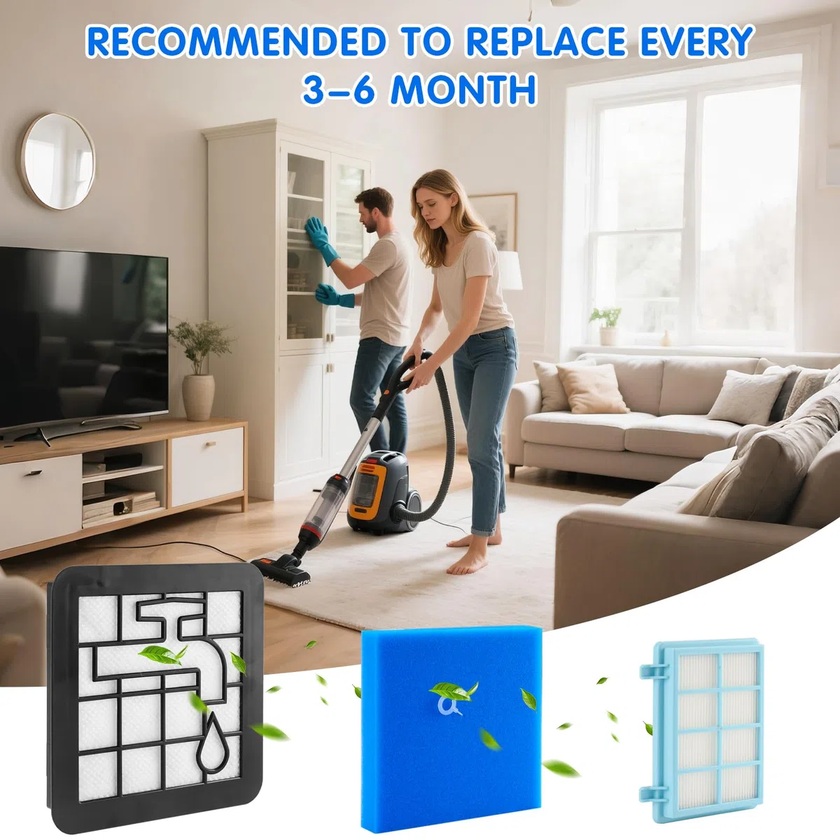 5 pezzi Filtro Aspirapolvere per Philips PowerPro Compact, PowerPro Active et Marathon Compact, Adatto per FC9331, FC9332, FC8010/02, FC8010/01,etc
