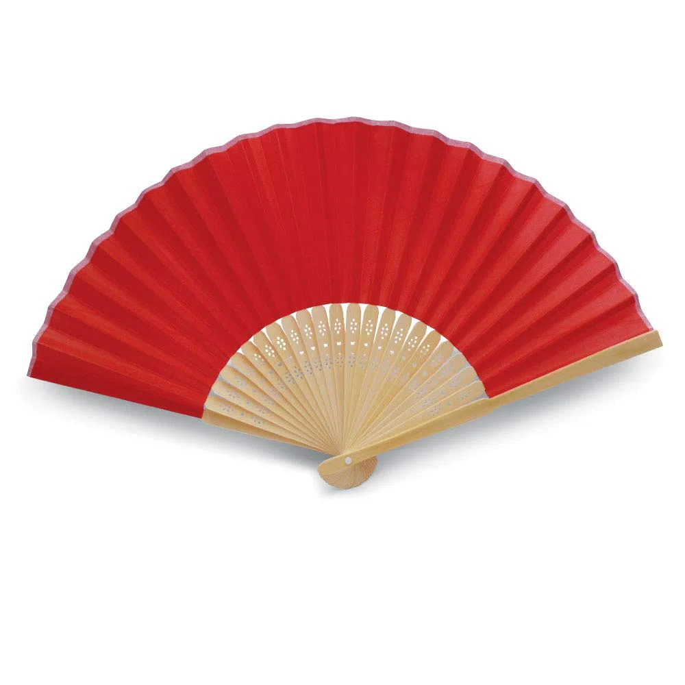 OLILLY - 50 Ventagli di Qualità in Tessuto Rosso e Bambù (Rosso, 50 Ventagli)