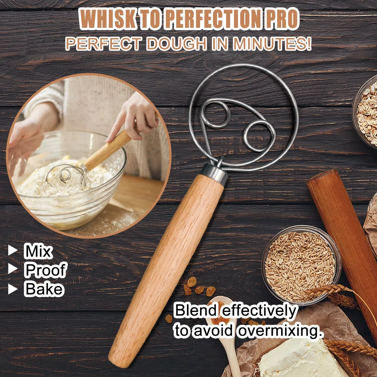Set di 6 Taglierino per Pane - incl. Lama per Pane con 10 Lametta Sostituibili & Custodia Protettiva, Frusta Danese a Mano, 2 Spatola per Pasta, Pennello, Accessori per Panificazione