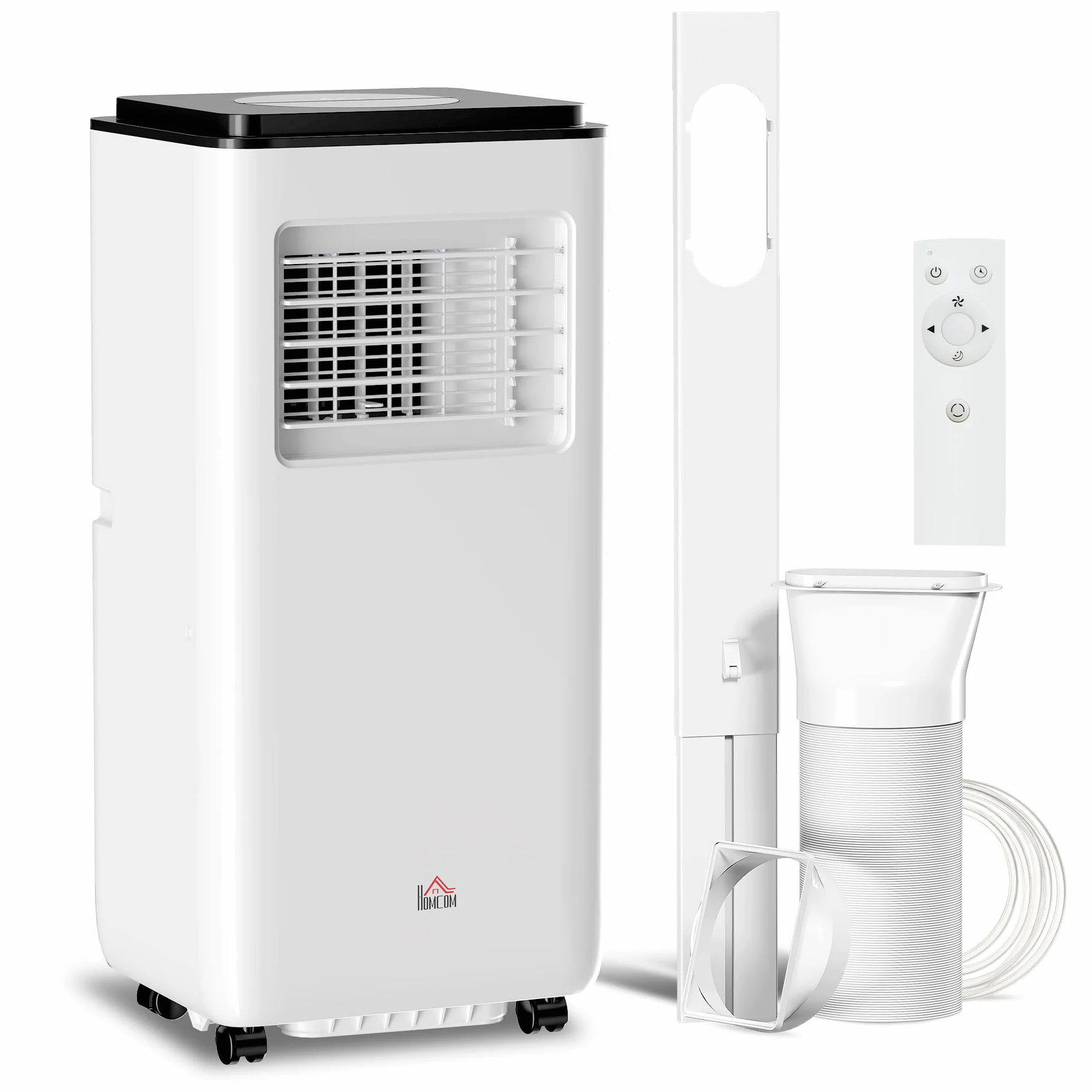 HOMCOM Condizionatore Portatile 7000BTU 2KW con Deumidificatore 3 in 1, 5 Modalità, 2 Velocità e Timer 24h, Climatizzatore Portatile con Display Digitale, Telecomando, Per Stanze Fino a 25㎡, Bianco