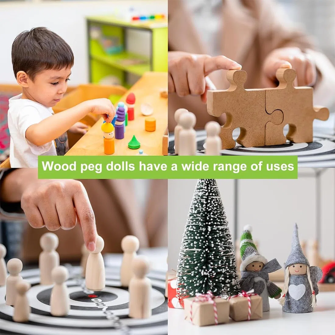 10 Pezzi Figure Familiari in Legno da Dipingere, Figure in Legno da Dipingere, 53 mm Dimensioni Non Finite Bambola, per Pittura Artigianato, Feste, Nozze, Compleanno